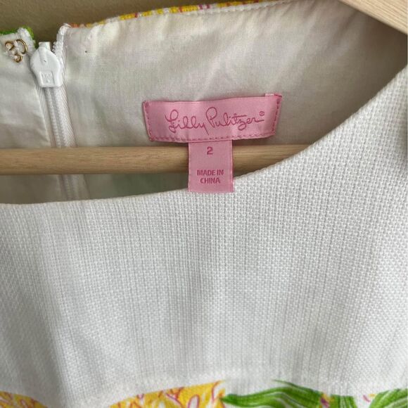 Lilly Pulitzer Pineapple Green Yellow Shift Dress size 2 - Picture 5 of 9